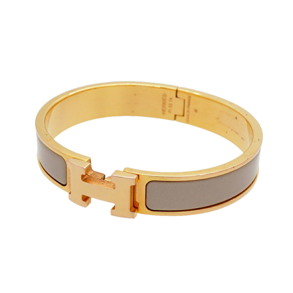 Hermes Bangle Clic Clac PM GP Plated Gold Greige Women's